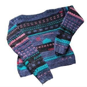 Vintage 1990s geo/Cottage Core Cable Knit Sweater